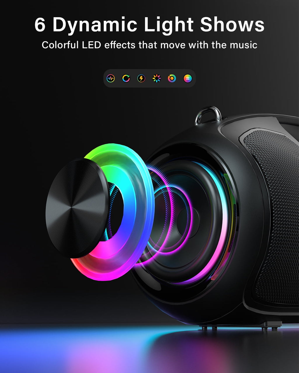 Upgrade Portable Bluetooth Speakers Wireless, 200W PEAK Loud Outdoor Speaker with Deep Bass, IP65 Waterproof, BT5.4, USB-C, RGB Lights, for Party, Camping, Beach, Large Workshop, Garage, 24H Playtime