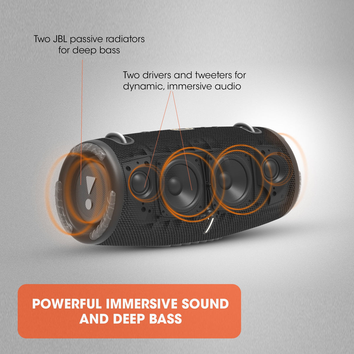 JBL Xtreme 3 Portable Bluetooth Speaker, IP67 Waterproof, 4 Speakers, Black