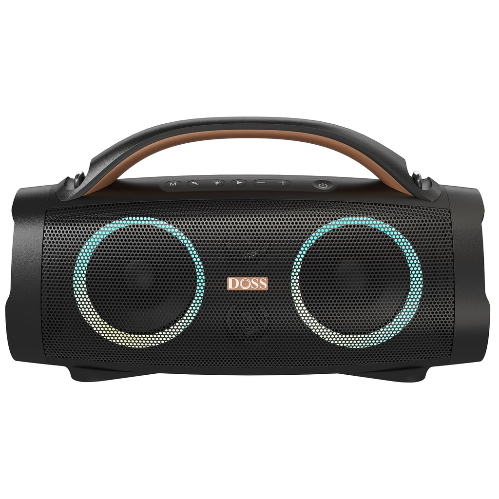 DOSS Extreme Boom+ Bluetooth Speaker with 100W Stereo Sound, Rich Bass, IPX6 Waterproof, 20H Playtime, Power Bank, Mixed Color Light, Portable Speaker for Outdoor, Camping, Beach