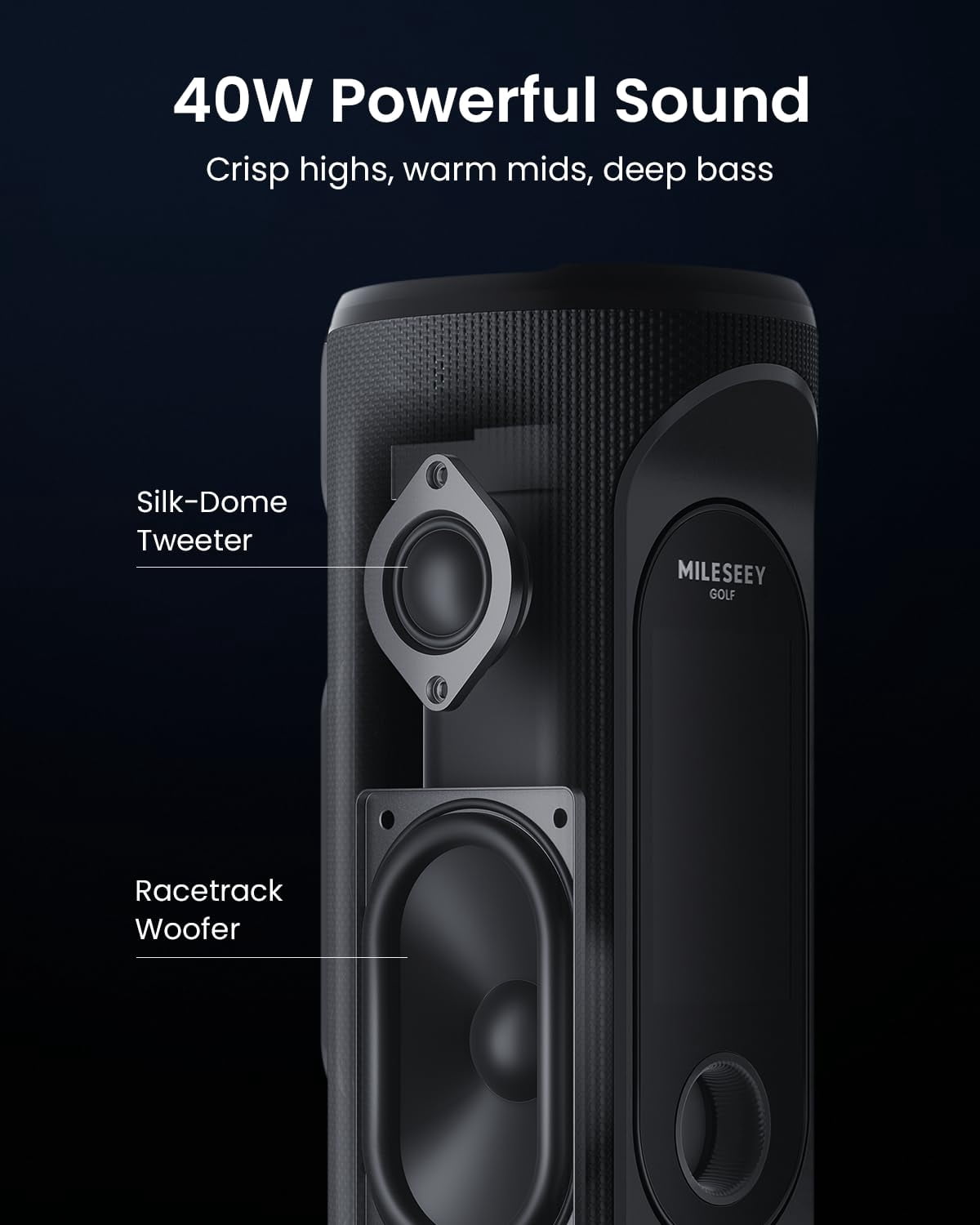 MiLESEEY GeneSonic Pro Golf Speaker with Detachable GPS Rangefinder Handheld, 43000+ No Subscription Preloaded Courses, View & Audible Distances,Touchscreen, 15H Battery, Magnetic, Waterproof