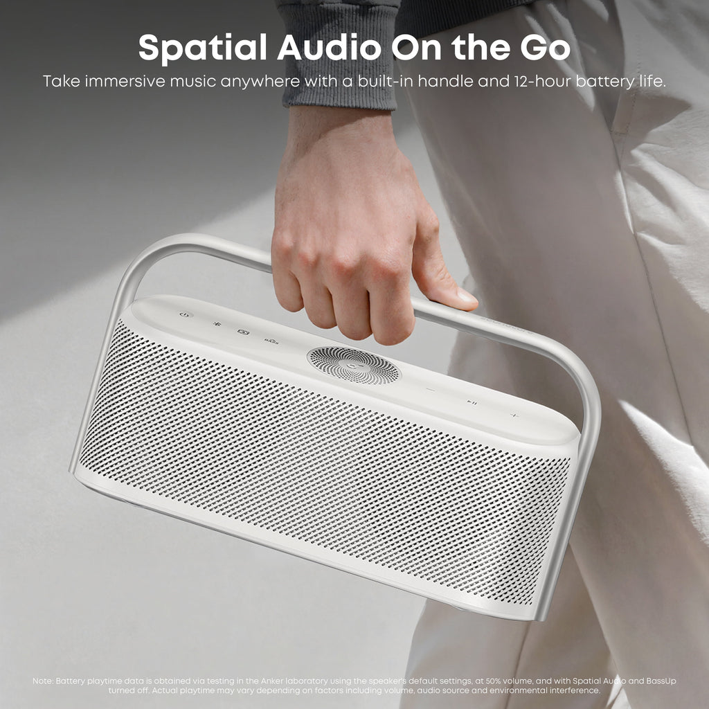 Soundcore by Anker Motion X600, Portable Bluetooth Speaker with Wireless Hi-Res Spatial Audio, 50W Sound, IPX7 Waterproof, 12H Playtime, Pro EQ, Built-In Handle, AUX-In