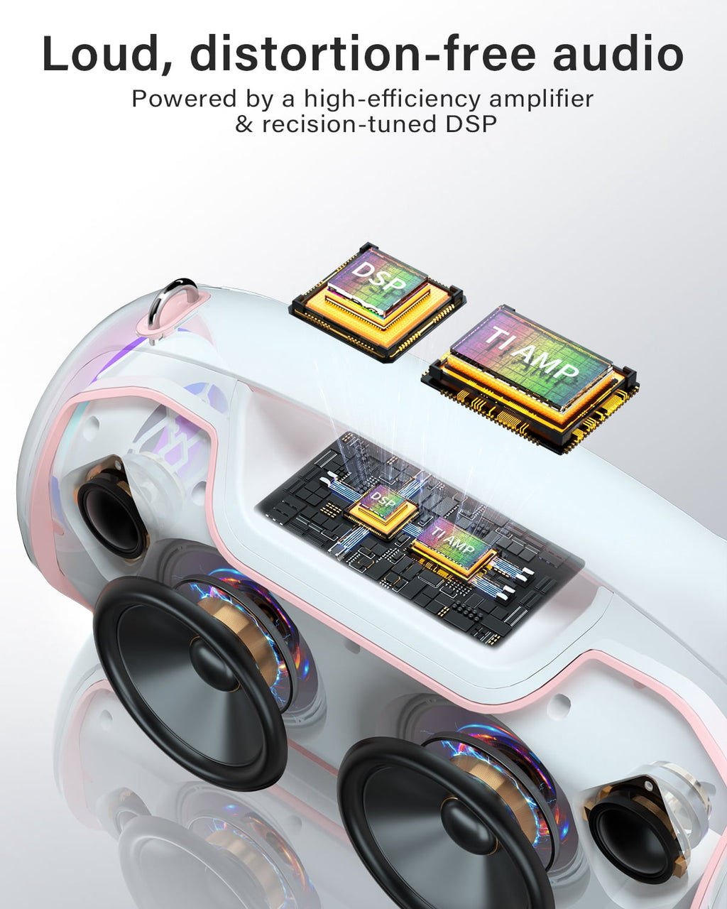 Upgrade Portable Bluetooth Speakers Wireless, 200W PEAK Loud Outdoor Speaker with Deep Bass, IP65 Waterproof, BT5.4, USB-C, RGB Lights, for Party, Camping, Beach, Large Workshop, Garage, 24H Playtime