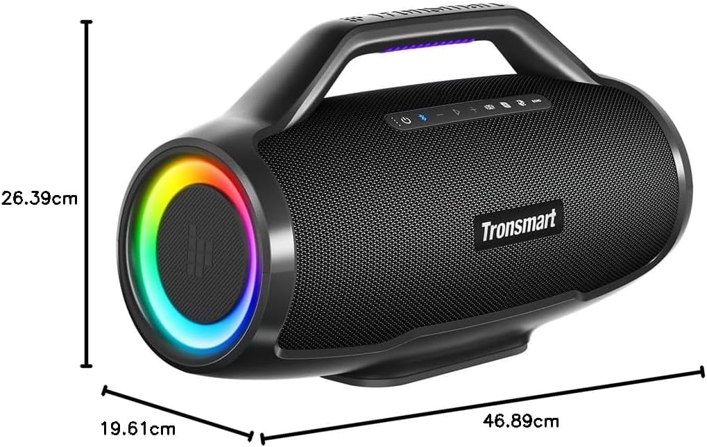 Tronsmart Bang Max 130W Bluetooth Party Speaker, IPX6 Waterproof, 24-Hour Battery, Custom EQ & Light Show, Bass boost, Sync 100+ Units Outdoor Portable Wireless Speaker for DJ & Poolside
