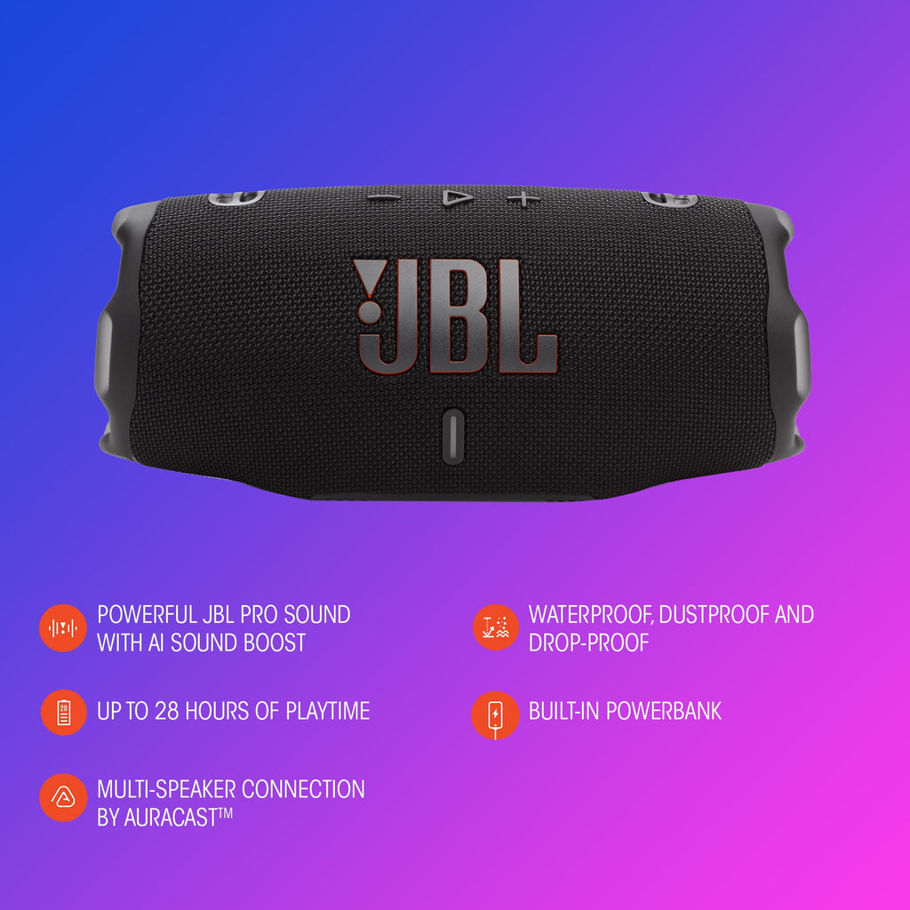 JBL Charge 6 - Portable Waterproof and Drop-Proof Bluetooth Speaker - Black