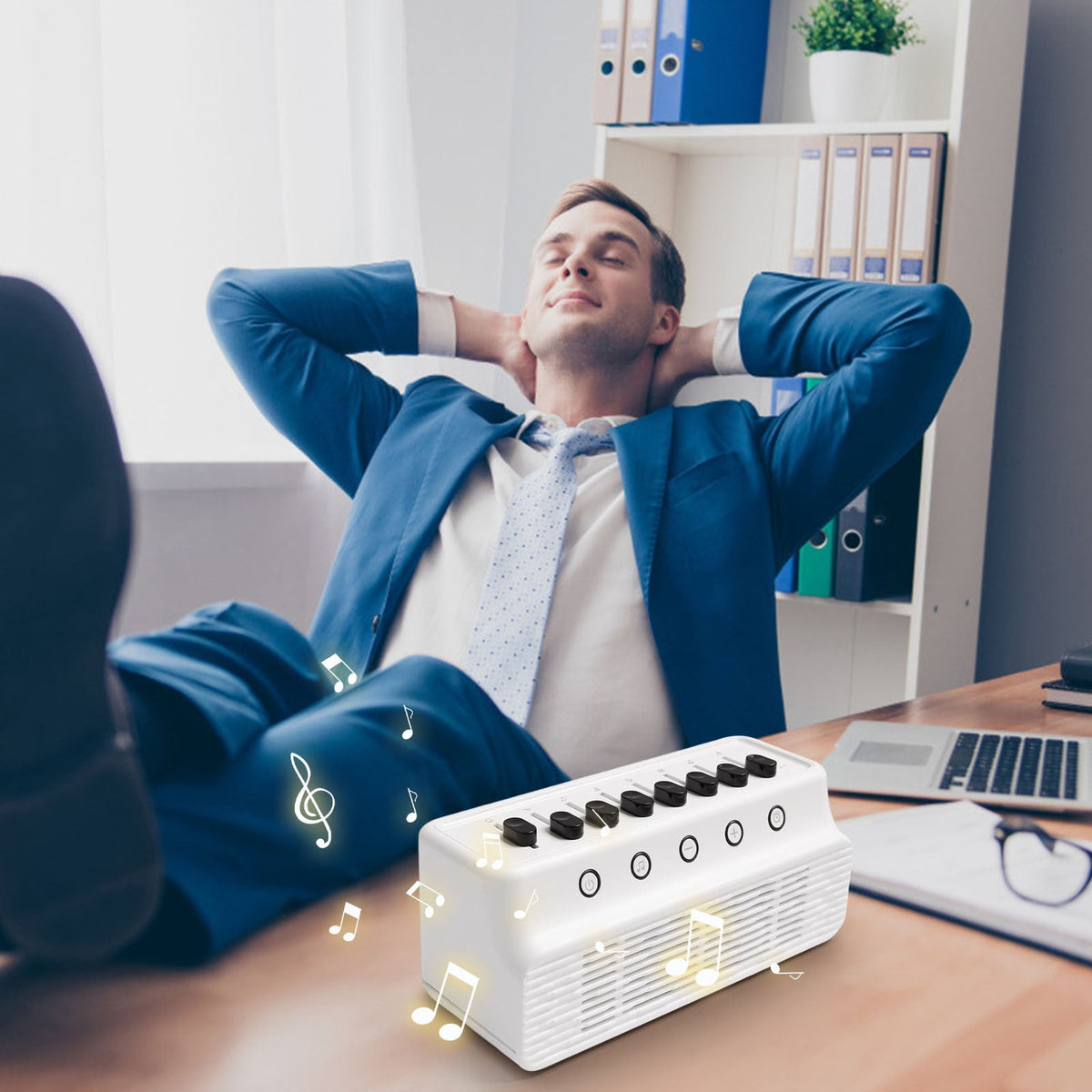 White Noise Machine for Baby & Adult Sleep - 8 Nature Sounds Mixer with Bluetooth 5.0 Speaker, 1800mAh Portable Sound Box with Timer (White)