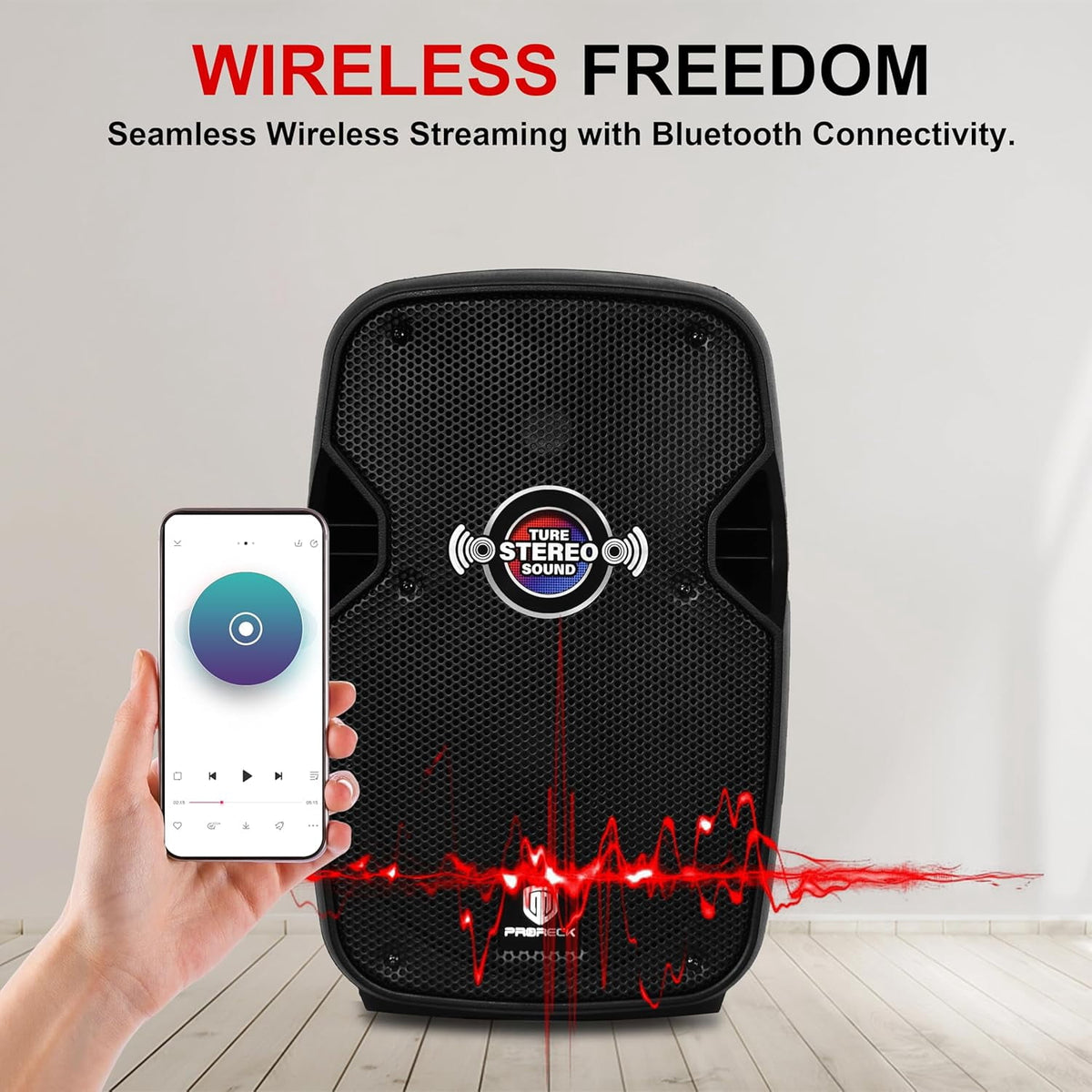 PRORECK IMPACT 10 10-Inch Stereo Speakers, 800W Peak Power Bluetooth PA Speaker