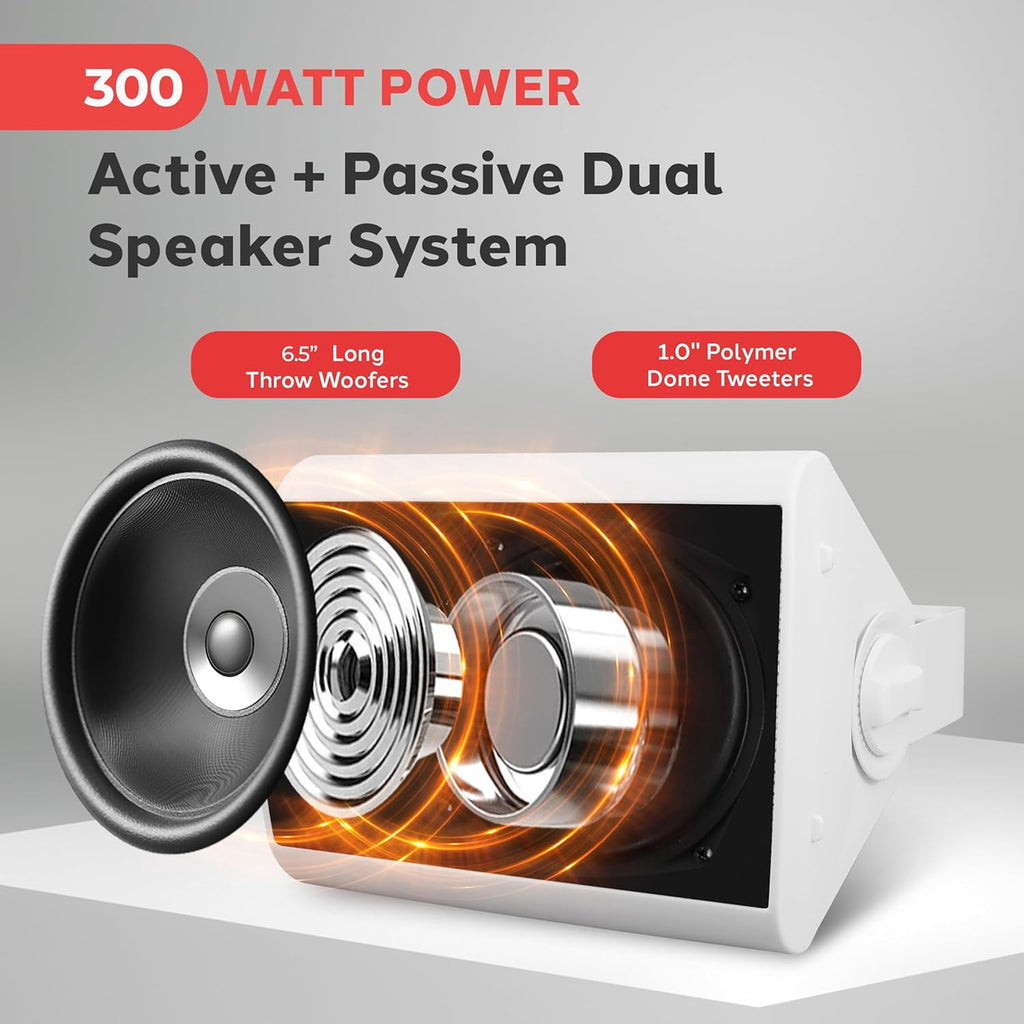 Pyle 6.5" Wireless Wall Mount Speaker System, Indoor or Outdoor Use, Gray