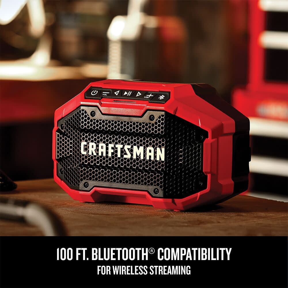 CRAFTSMAN CMCR001BR V20 Lithium-Ion Cordless Bluetooth Speaker, 2 3'', Smartphone Compatible