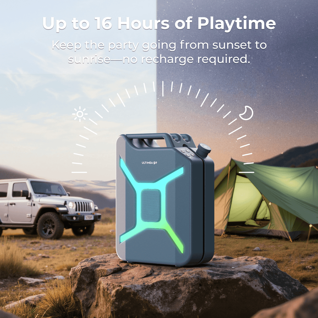 ULTIMEA Go Portable Party Speaker, 300W Wireless PartyBox with Bass Boost, RGB Light, TWS Stereo, Auracast Mode, Mic/Guitar Input, APP Control, Large Bluetooth Speaker for Party Outdoor (Black+Red)