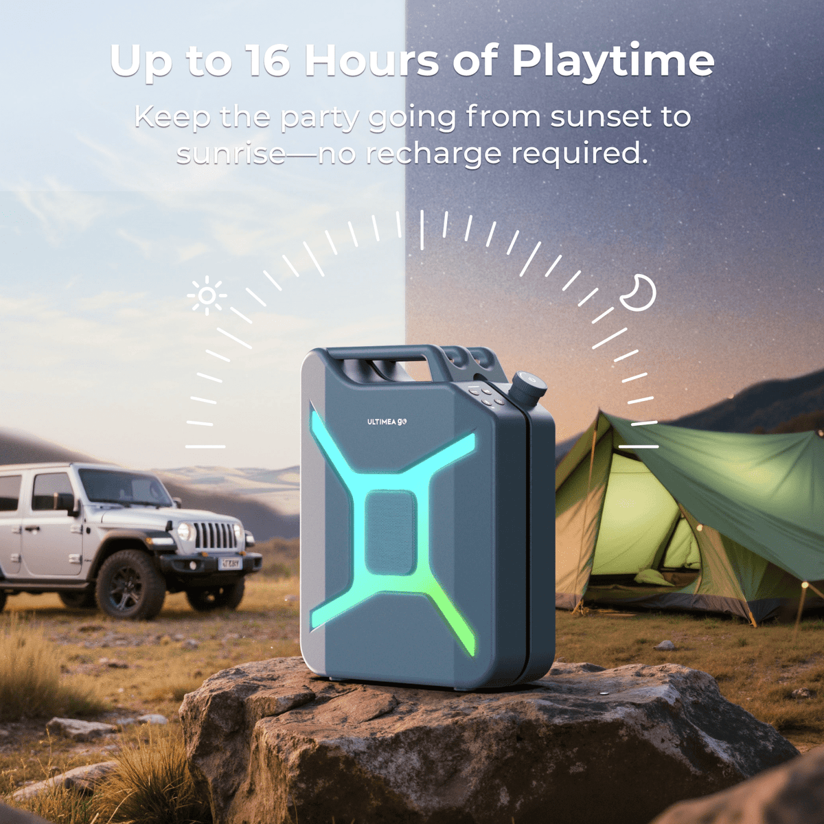 ULTIMEA Go Portable Party Speaker, 300W Wireless PartyBox with Bass Boost, RGB Light, TWS Stereo, Auracast Mode, Mic/Guitar Input, APP Control, Large Bluetooth Speaker for Party Outdoor (Black+Red)