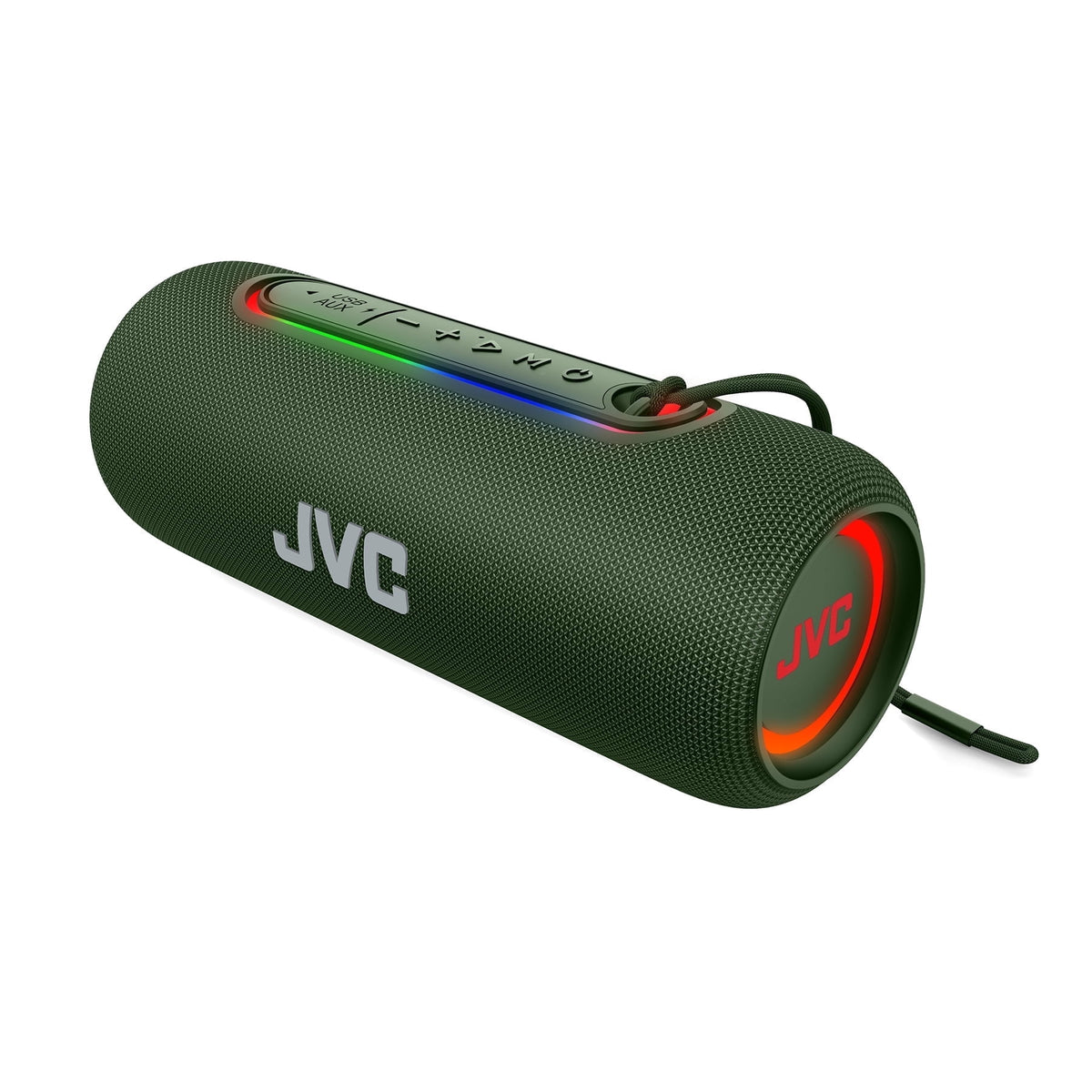 JVC Illuminated Portable Wireless Speaker with 20W max outputs, Dynamic Sound, Bluetooth 5.0, TWS Capability, USB-C, IPX5, AUX in, up to 5-Hour Battery Life - SPPA5BTG (Green)