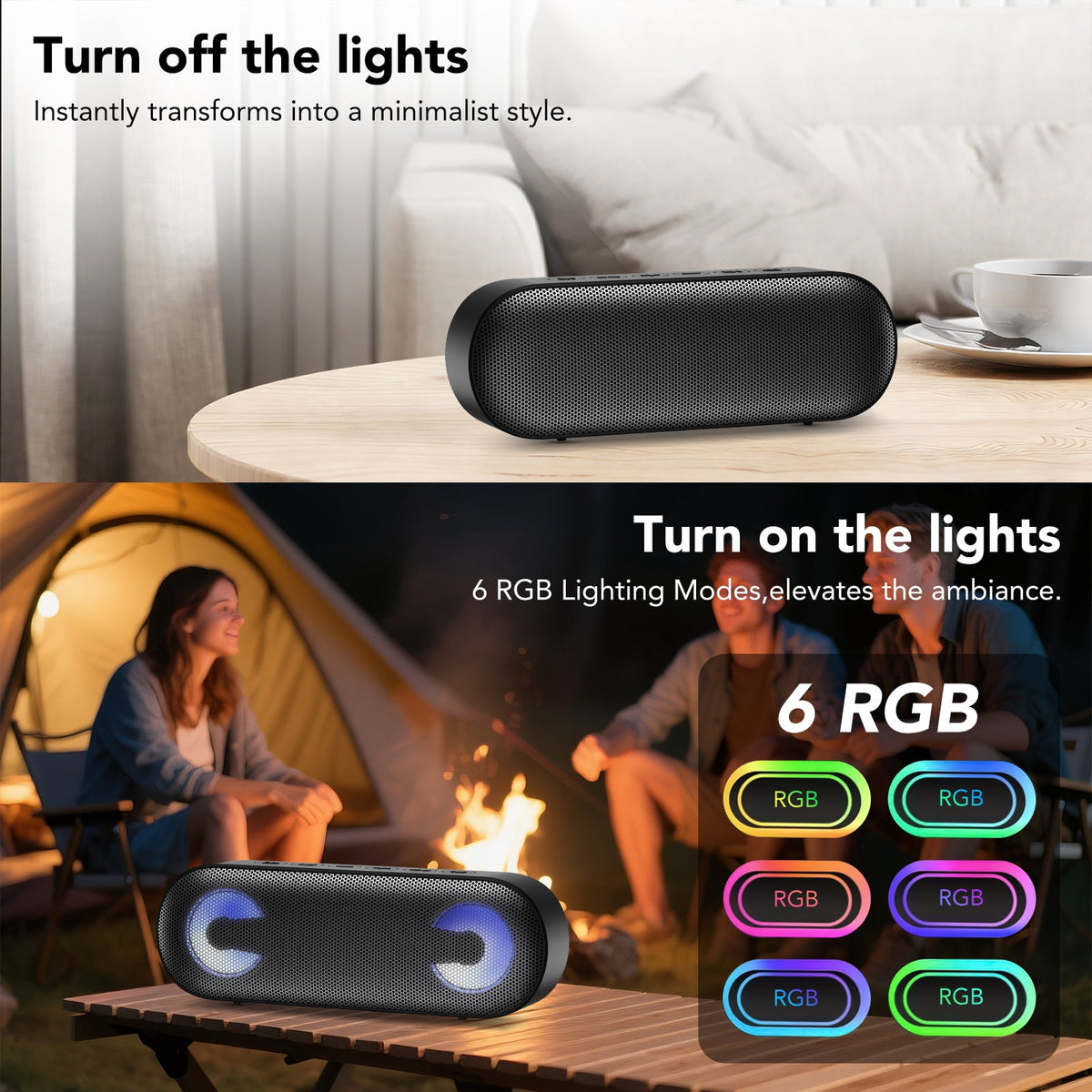AOWOKA Portable Bluetooth Speaker IPX7 Waterproof, 30W HD Stereo Sound