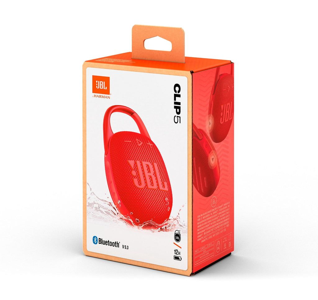JBL Clip 5 Bluetooth Speaker and divvi! Protective Case Bundle - Red