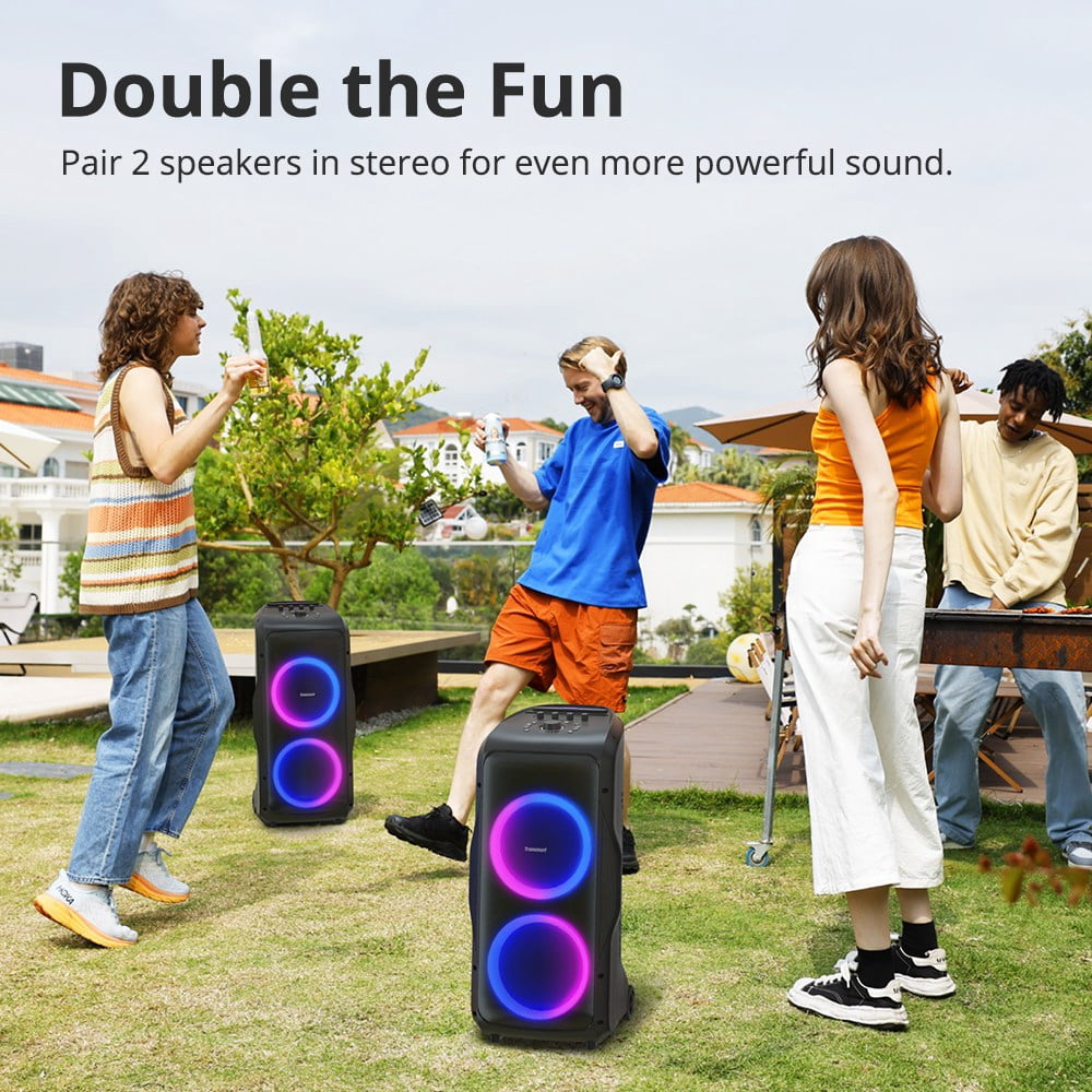 Tronsmar Portable Party Speaker, 270° Soundstage, 240W, 20H Battery, Karaoke Mic & Guitar Input, for Home, Party Tronsmart Halo 300 Black