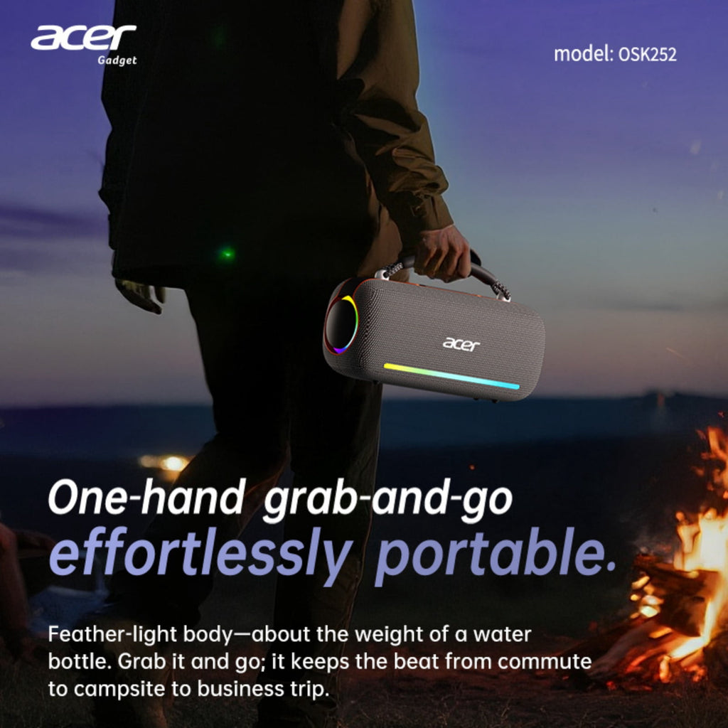 Acer Portable Bluetooth Speakers Waterproof with Stereo Sound Wireless Handheld, for Home Outdoors Travel