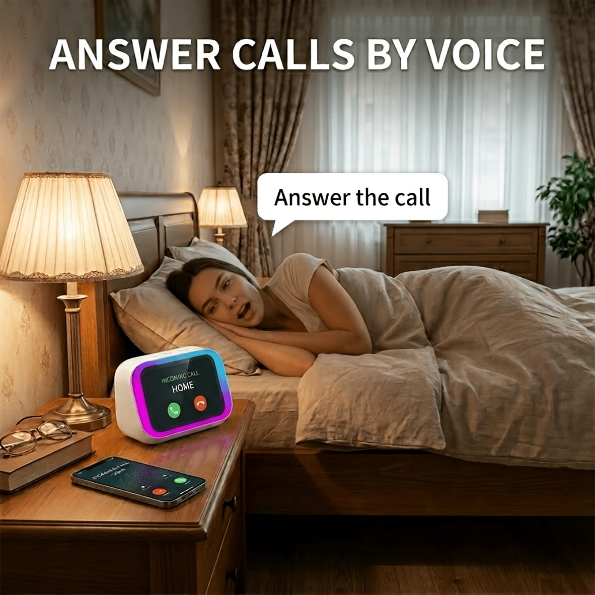AI Smart Speaker with Large Screen Display, RGB Ambient Lighting, Hands-free Calling, Music Player, Voice-controlled Desktop Speaker, Suitable for Home/office/bedroom
