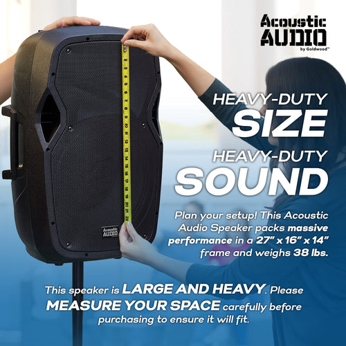 Acoustic Audio AA15LBS Powered 1000W 15" Bluetooth Flashing LED Speaker with Mic and Stand