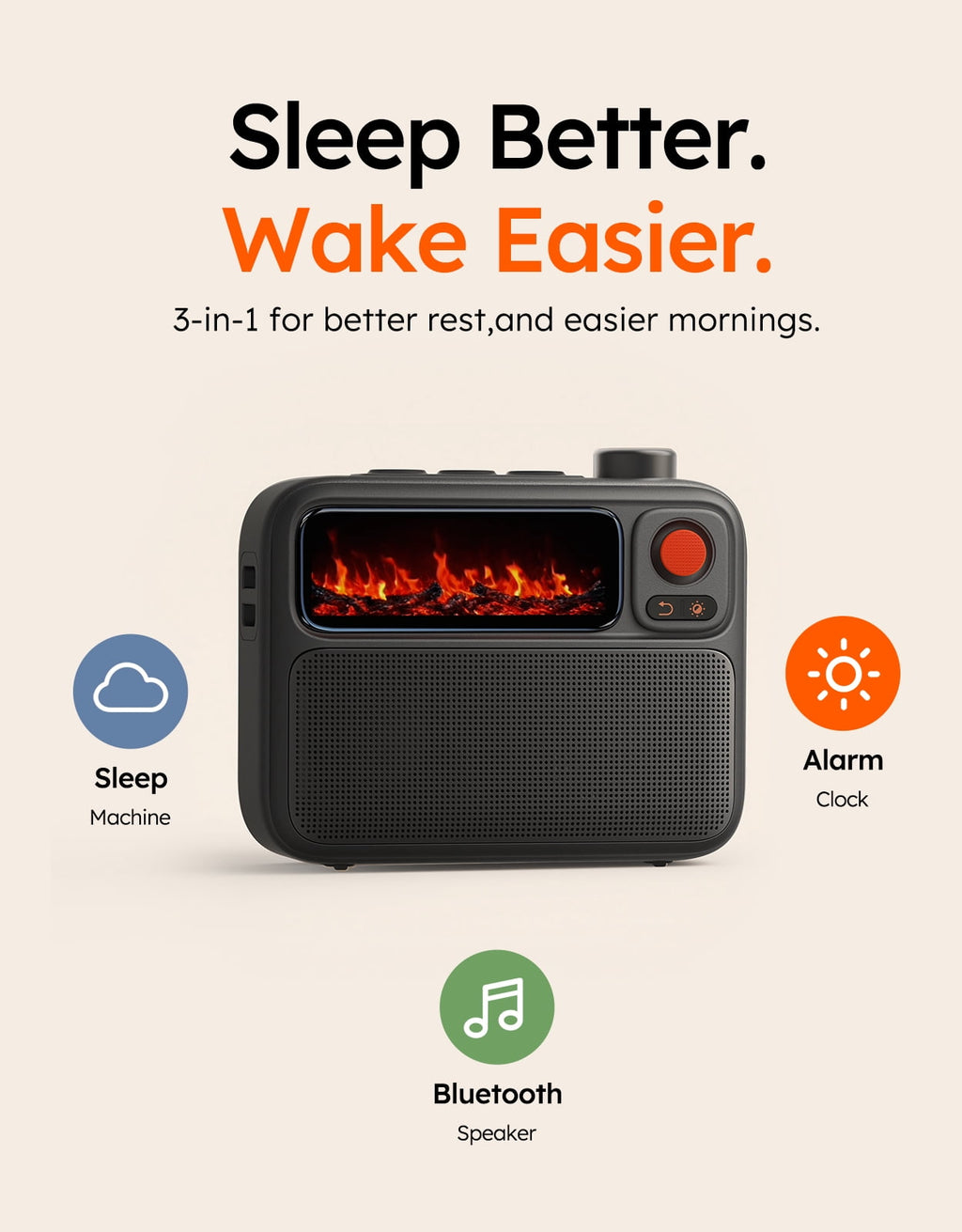 Divoom FlowToo Smart Sleep Speaker with White Noise Machine, Night Light, Alarm Clock, Bluetooth Speaker, Smart Display and App Control