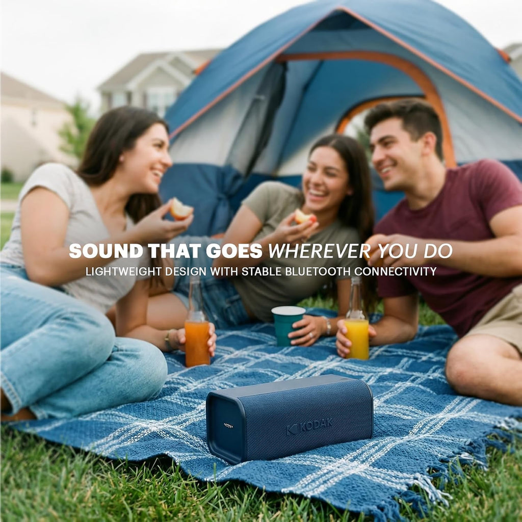Kodak SoundBrix Plus 2-Piece Portable Rechargeable Bluetooth Speaker System, TWS, Magnetic Docking, IPX4, up to 5 Hours Play Time , Grooving Gray