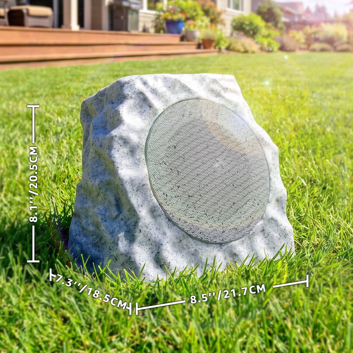 NiceBuy 2-Pack 8.1" Bluetooth Rock Speakers, Powerful Sound Solar Outdoor Wireless TWS Stereo Speaker with RGB Colorful LED Light for Indoor Outside Patio Garden
