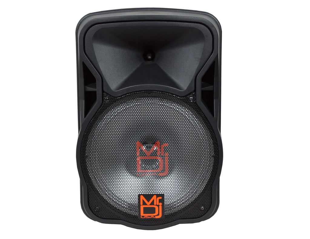 Mr. Dj DJ12BAT+ 12" Portable Bluetooth Speaker12" Portable Trolley PA DJ Active Powered Bluetooth TWS Speaker 3000 Watts LCD/MP3/USB/micro SD