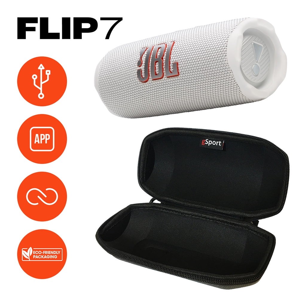 JBL FLIP 7 Waterproof Portable Speaker Bundle with gSport Carbon Fiber Case (Black)