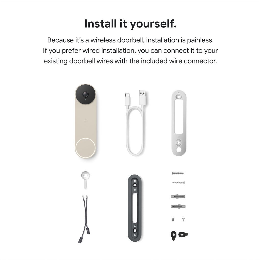 Google Nest Doorbell (Battery) - Video Doorbell Camera - Wireless Doorbell Security Camera - Snow