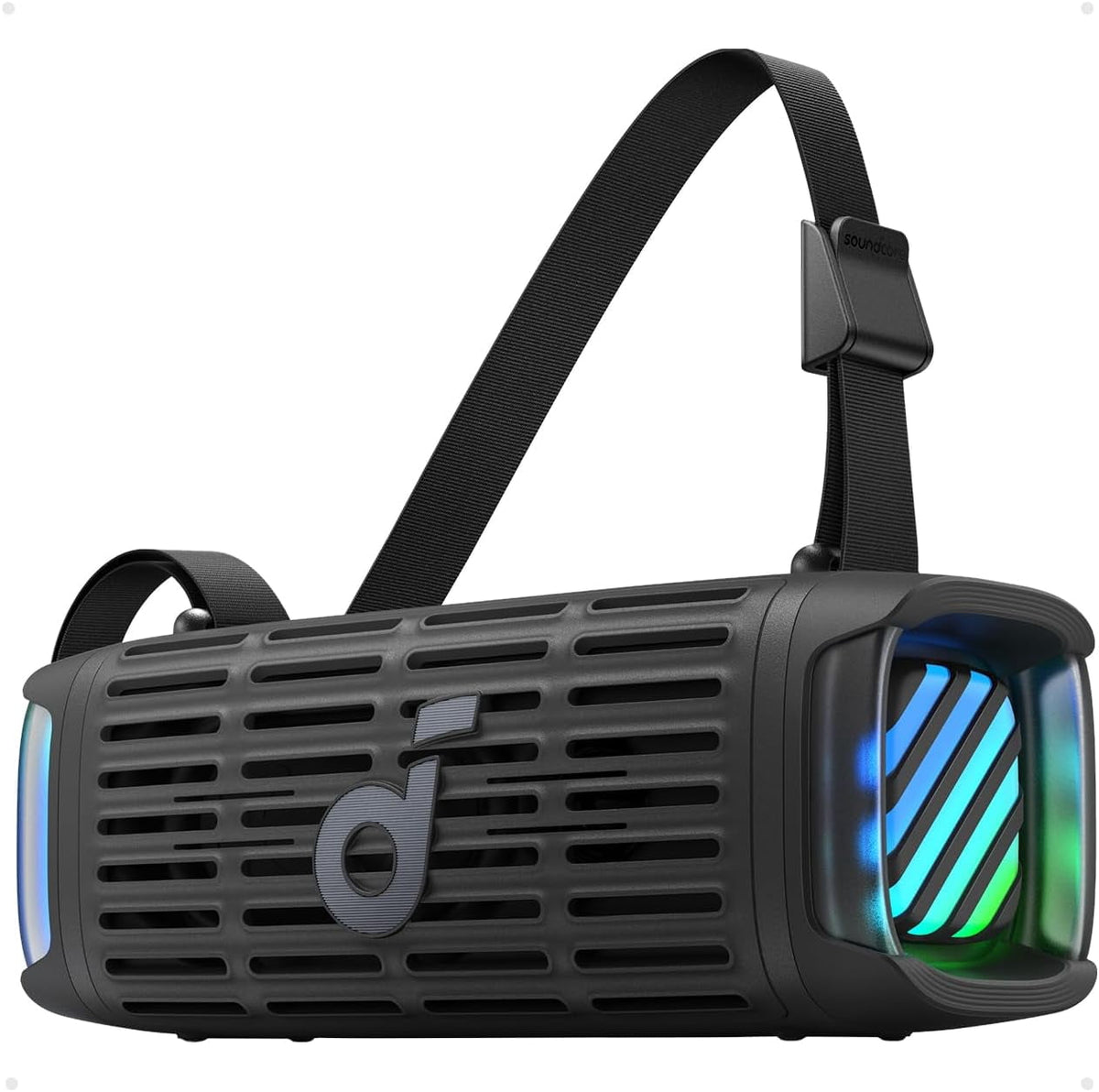 Restored Soundcore Boom 3i by Anker Rugged Outdoor Portable Speaker, IP68 Waterproof, 2 Speakers, Black