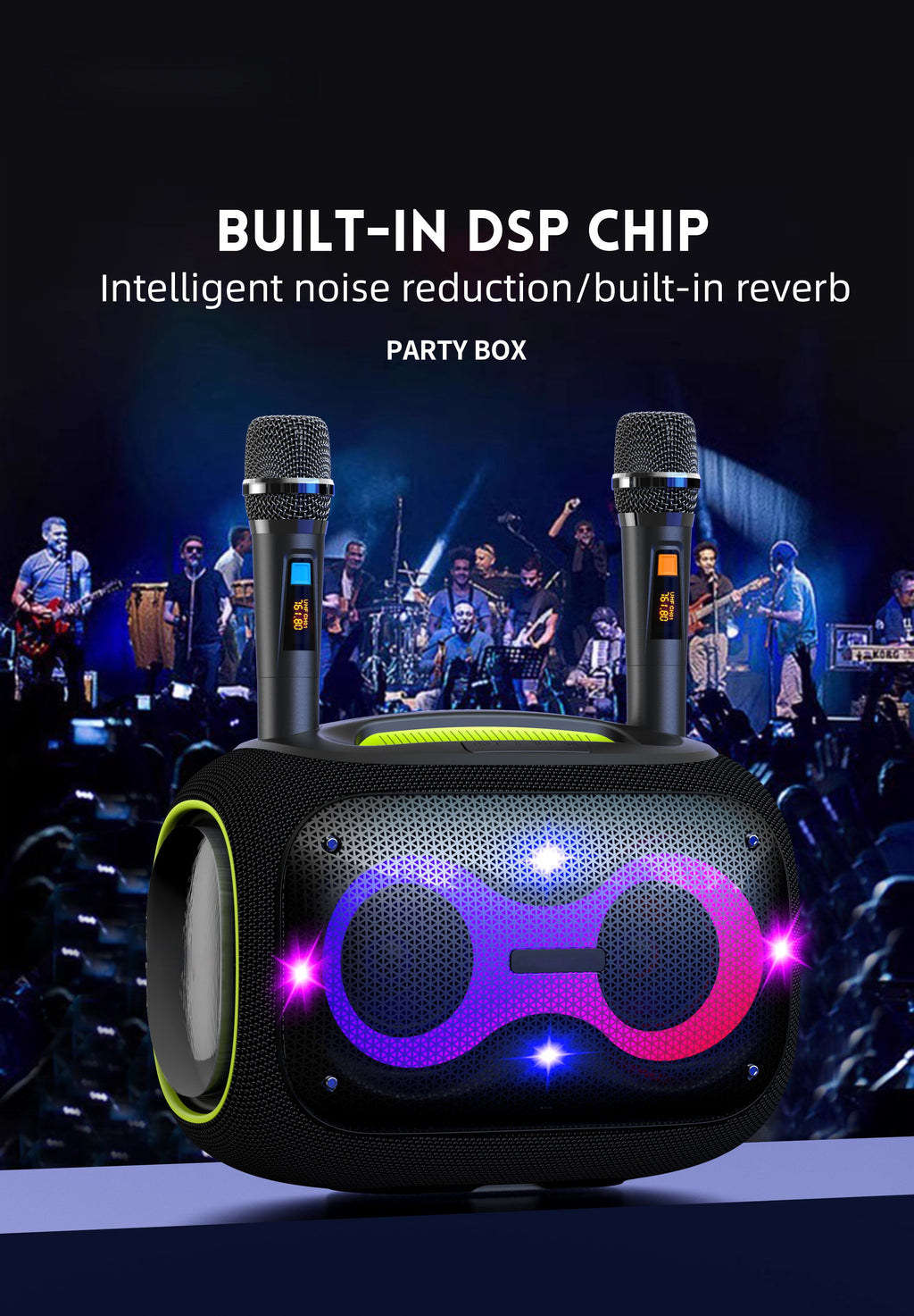 WorryFree Gadgets Portable Bluetooth Speaker with Two Microphones, Deep Bass, Large Party Wireless Speakers, 120W, Blue