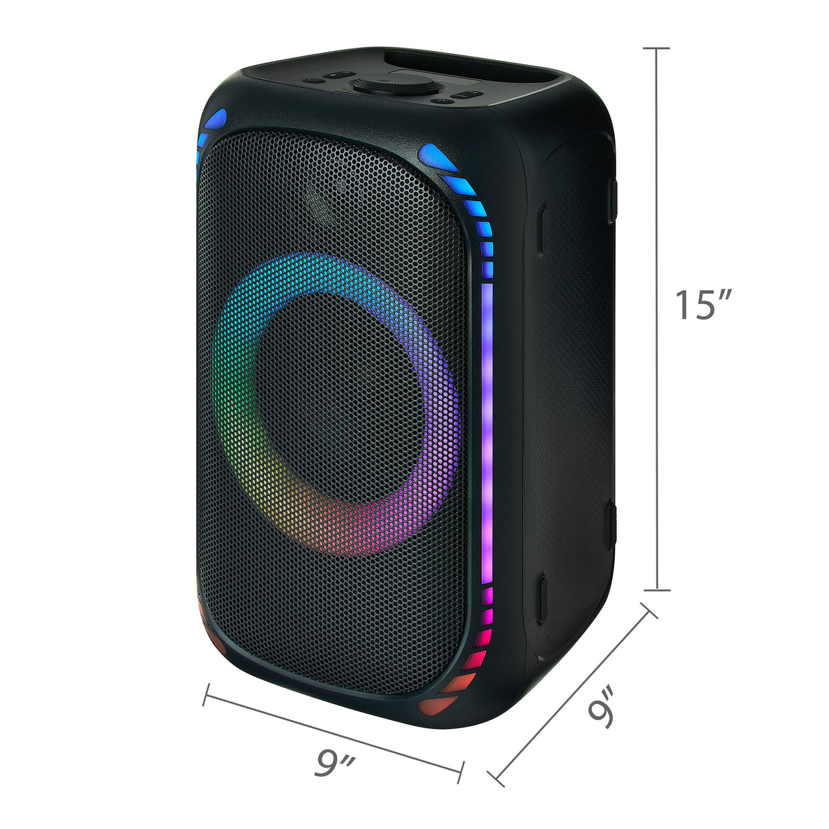 Onn Medium Portable Party Speaker Gen. 2, IPX7 Waterproof, 3 Speakers, Black