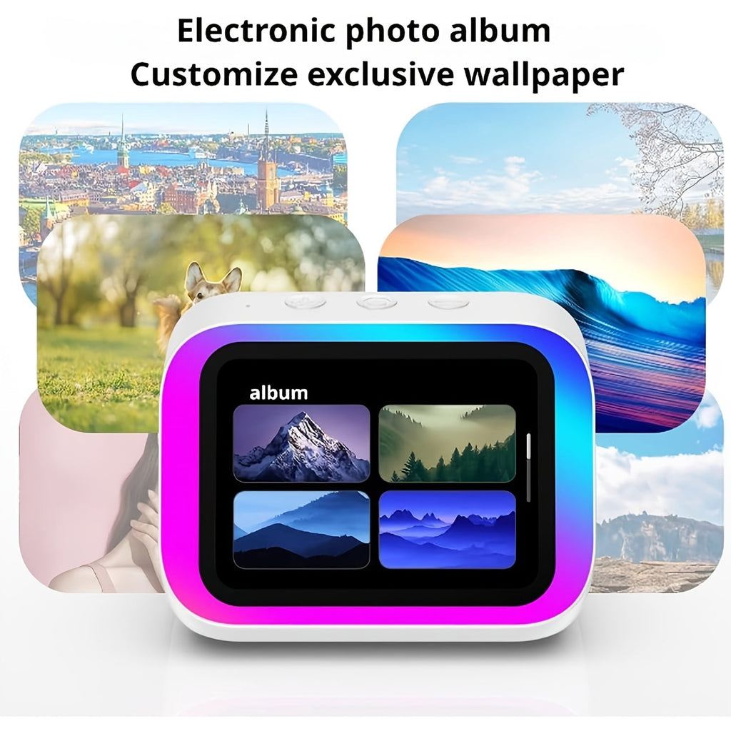 AI Smart Speaker, Smart Alarm Clock with Wireless Speaker & Dynamic RGB Light, Hi-Fi Stereo Sound, HD Smart Display, Answer/Make Call, Voice Assistant, Period Tracker, 2500mAh Battery