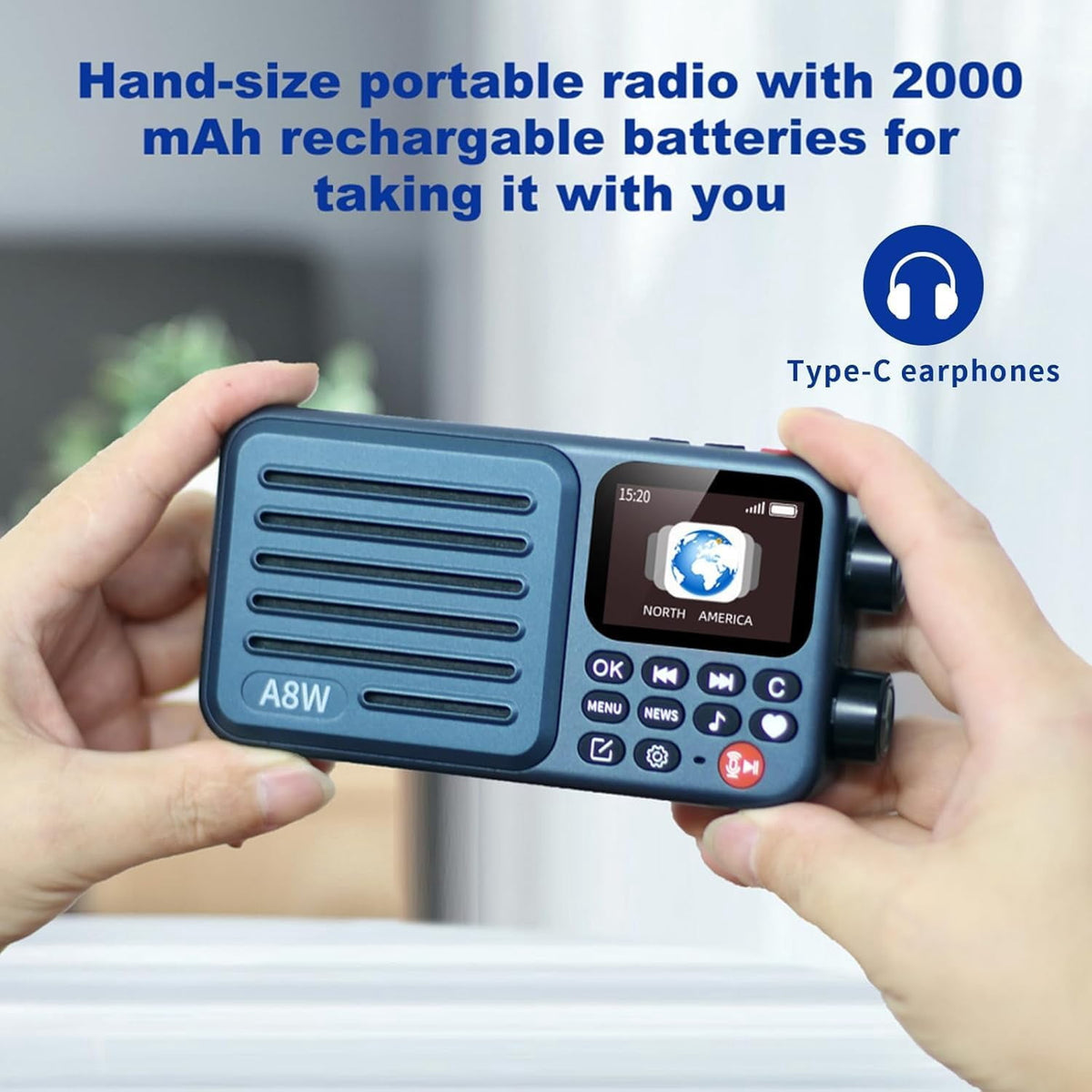 CHOYONG A8W Internet Radio Global Version Portable Smart Speaker, WiFi/4G, FM, TF Card, Navy Blue