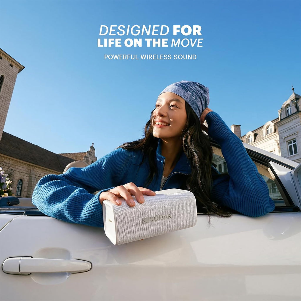 Kodak SoundBrix Plus 2-Piece Portable Rechargeable Bluetooth Speaker System, TWS, Magnetic Docking, IPX4, up to 5 Hours Play Time , Grooving Gray