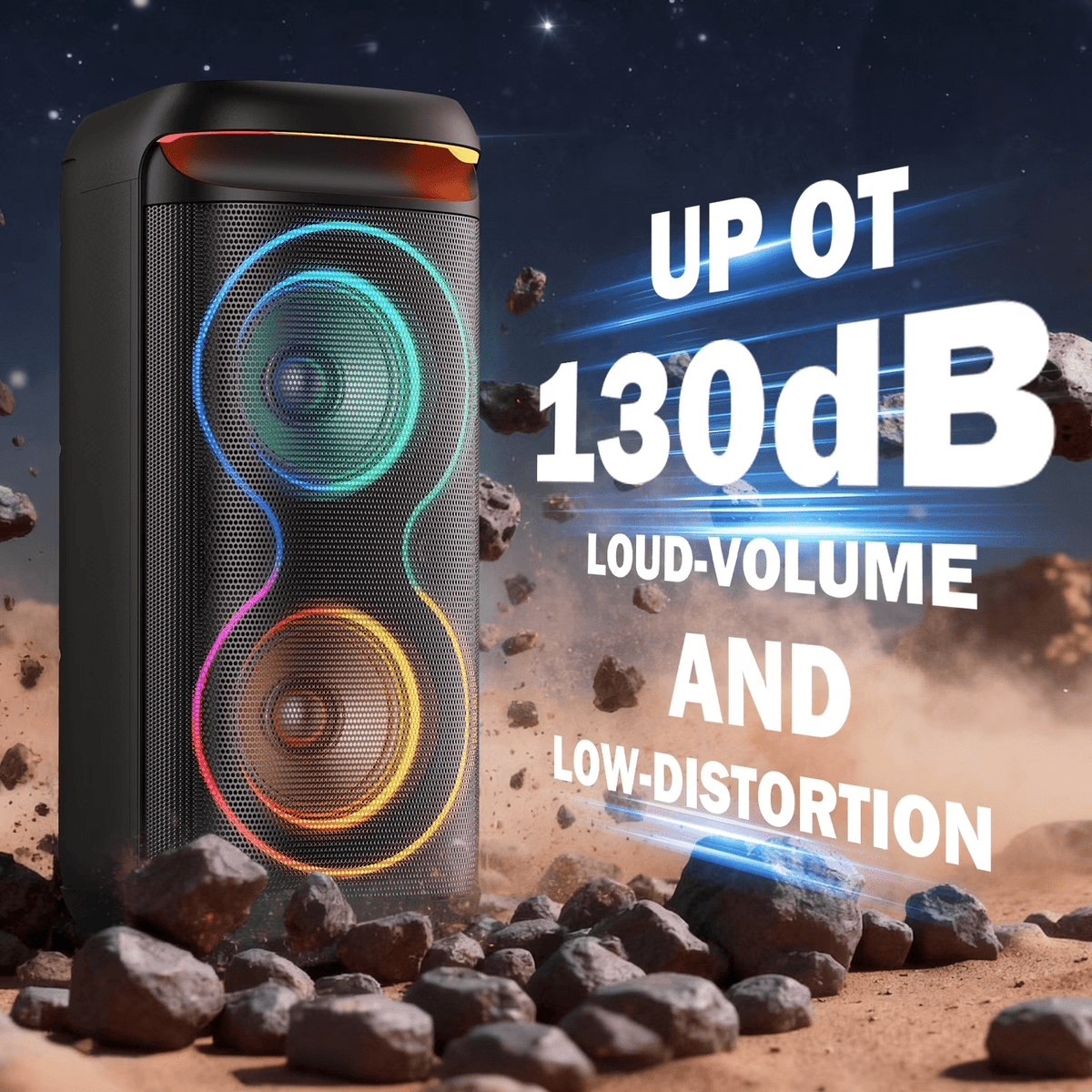 JAUYXIAN Large Party Speaker, Big Outdoor Speaker Bluetooth with DJ Lights for Singing Party