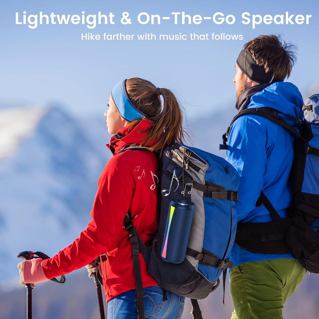Portable Bluetooth Speaker, Bluetooth 5.4 Wireless Speaker, IPX7 Waterproof, 30W Loud Deep Bass with 20H Palytime, 7 Color RGB Lights, TWS Pairing for Home/Party/Outdoor, Gift