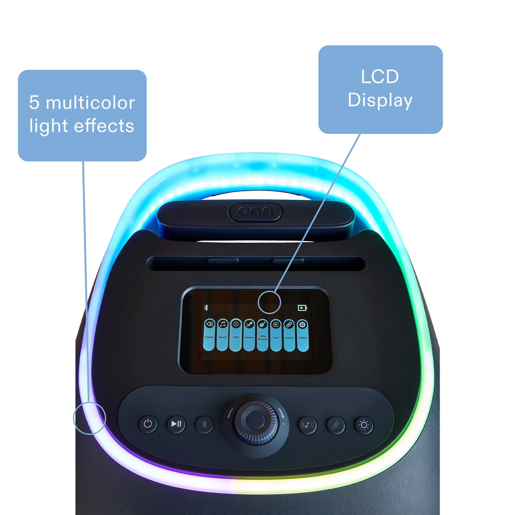onn XL Wireless Party Speaker with Multicolor LED Lighting