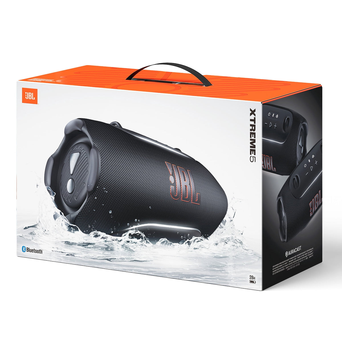 JBL Xtreme 5 - Portable waterproof speaker with massive legendary JBL sound, ambient edge lighting, and a convenient shoulder strap - Black