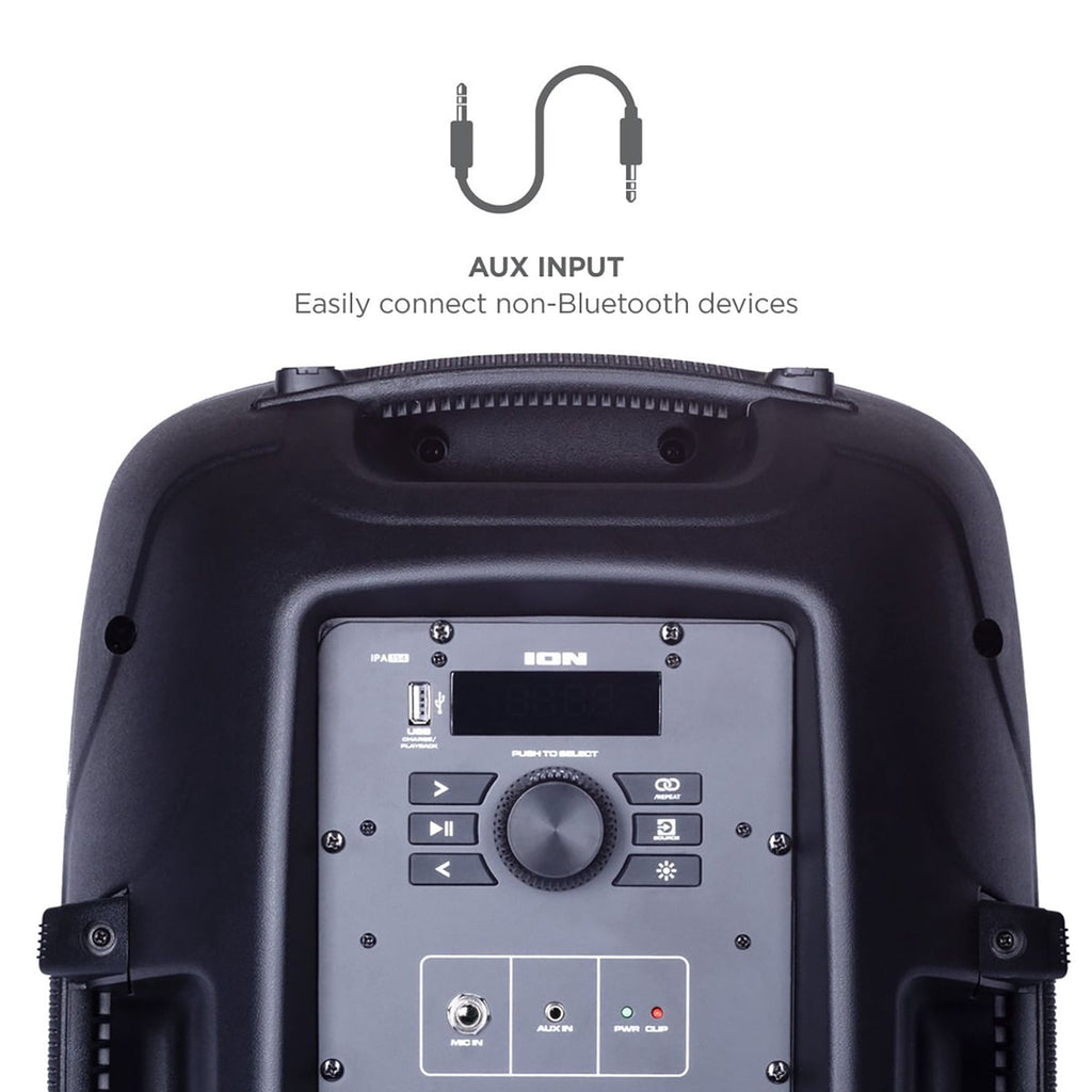 ION Pro Glow Ultra High-Power Portable Bluetooth PA Speaker with Lights, Sonic Wide Audio, and Microphone, Black
