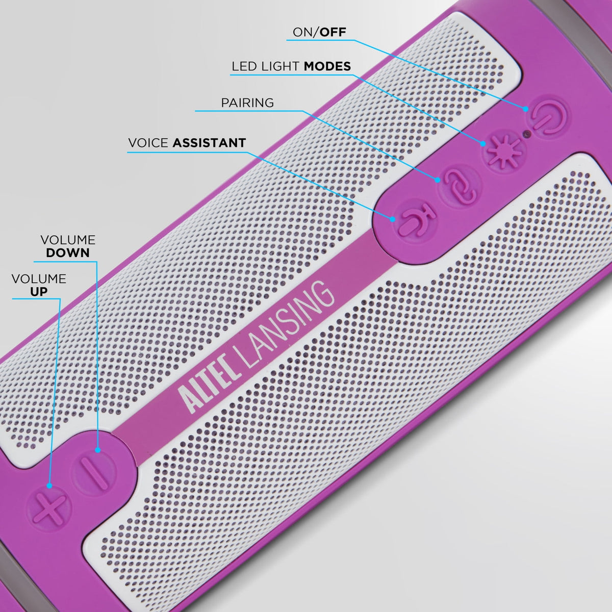 Altec Lansing HydraMOTION 2.0 Wireless Bluetooth Speaker, 16H Battery, RGB Lights, USB-C Quick Charge, IP67 Rated Waterproof Bluetooth Speaker, Mountable, Voice Assistant