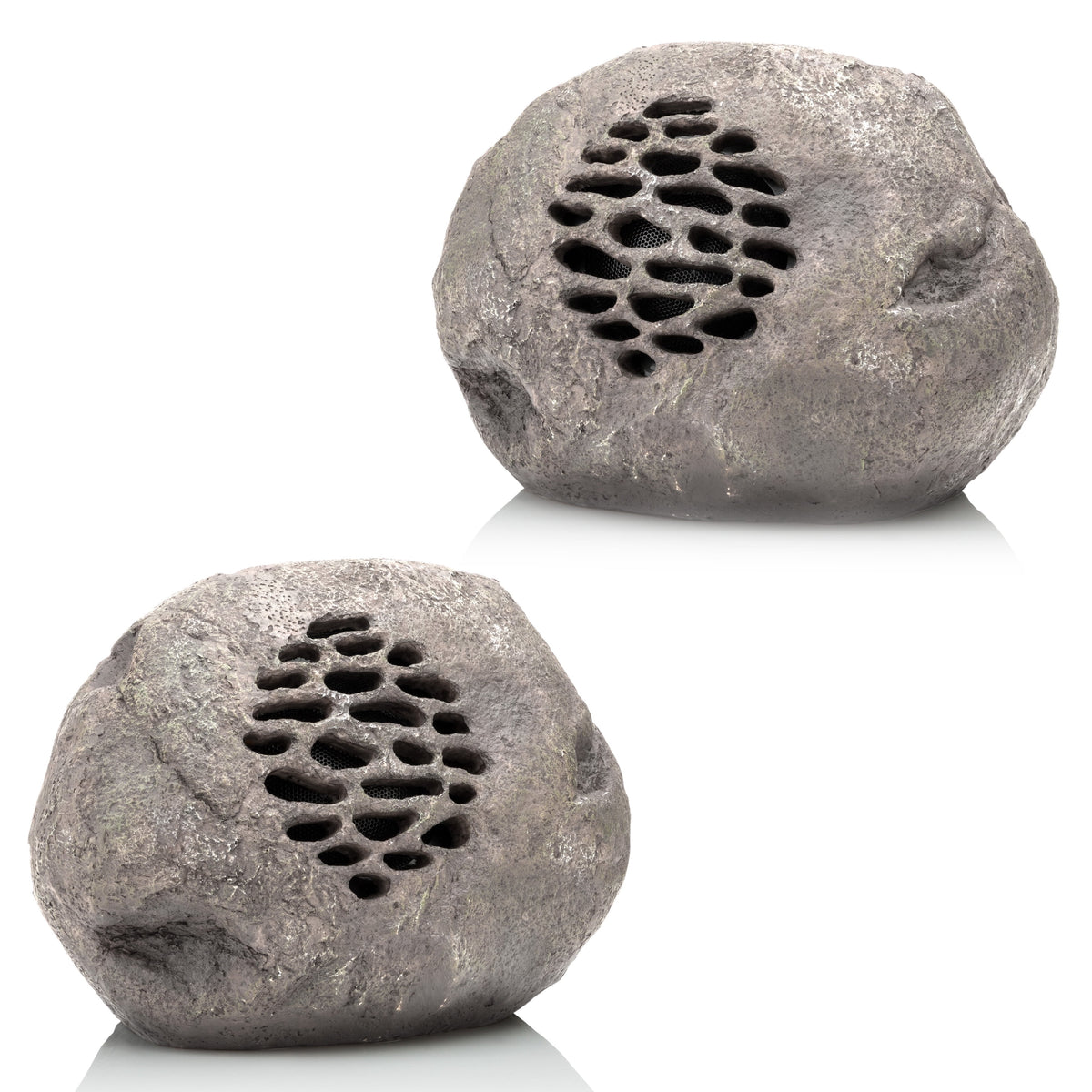 Alpine Corporation Waterproof Bluetooth Solar-Powered Outdoor Wireless Rock Speakers, Set of 2