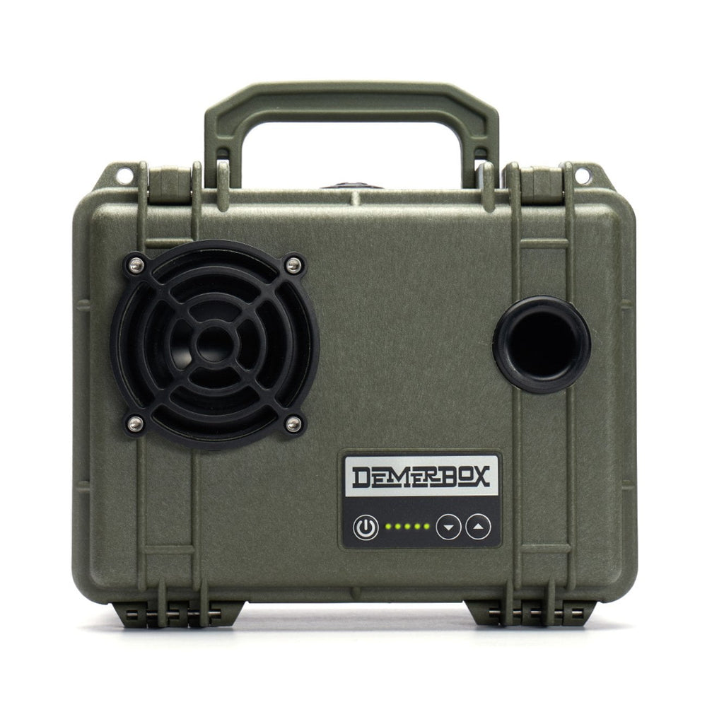 DemerBox Waterproof, Portable, and Rugged Outdoor Speakers. Loud Sound, 40+ hr Battery Life, Dry Box + USB Charging, Pairing Party Mode. Built to Last + Fully Serviceable, Green