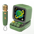 Divoom Ditoo-Mic Pixel Art Portable Bluetooth Speaker with Wireless Karaoke Microphone, 15W, Green