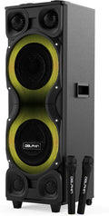 Dolphin SP-2250RBT High-Power Big Party Speaker – X-BASS, Strobe & LED Infinity Lights, Bluetooth, Wood Cabinet MDF, 2 UHF Wireless Mics, 120W, Long-Lasting Battery for DJ & Karaoke