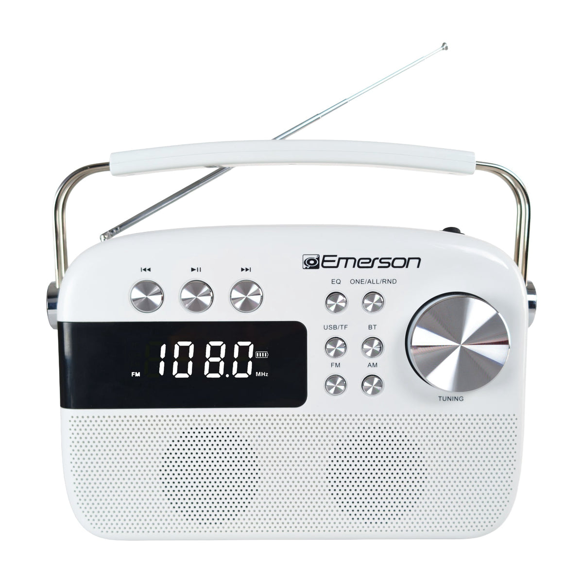 Emerson EAS-3010 Portable Bluetooth Radio with MP3 Player, Retro Style Wireless Speaker with AM/FM Tuner, Built-in 1200mAh Rechargeable Battery, 5W Stereo Sound, USB/TF/Aux-in, LCD Display