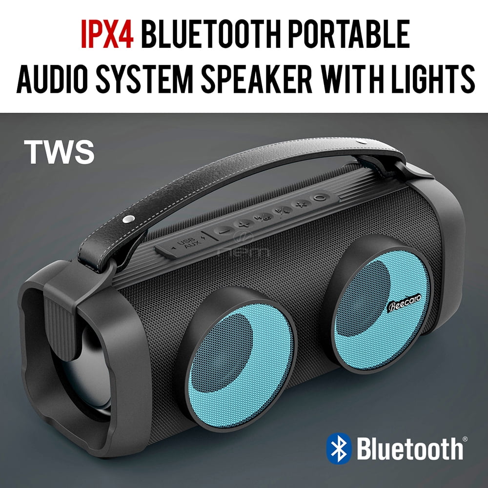 For Universal Outdoor Waterproof 2.5" Woofer Portable Boombox Wireless Bluetooth Stereo with Light Speaker Red