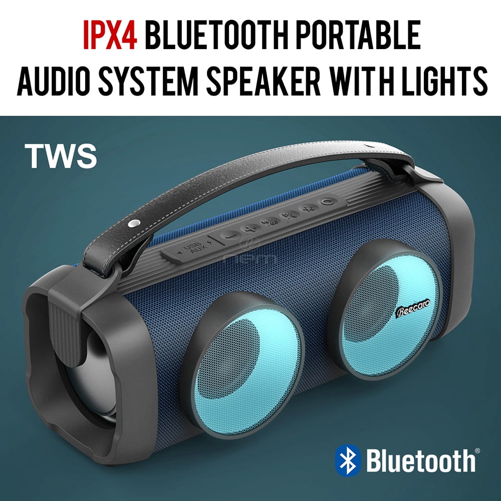 For Universal Outdoor Waterproof 2.5" Woofer Portable Boombox Wireless Bluetooth Stereo with Light Speaker Red