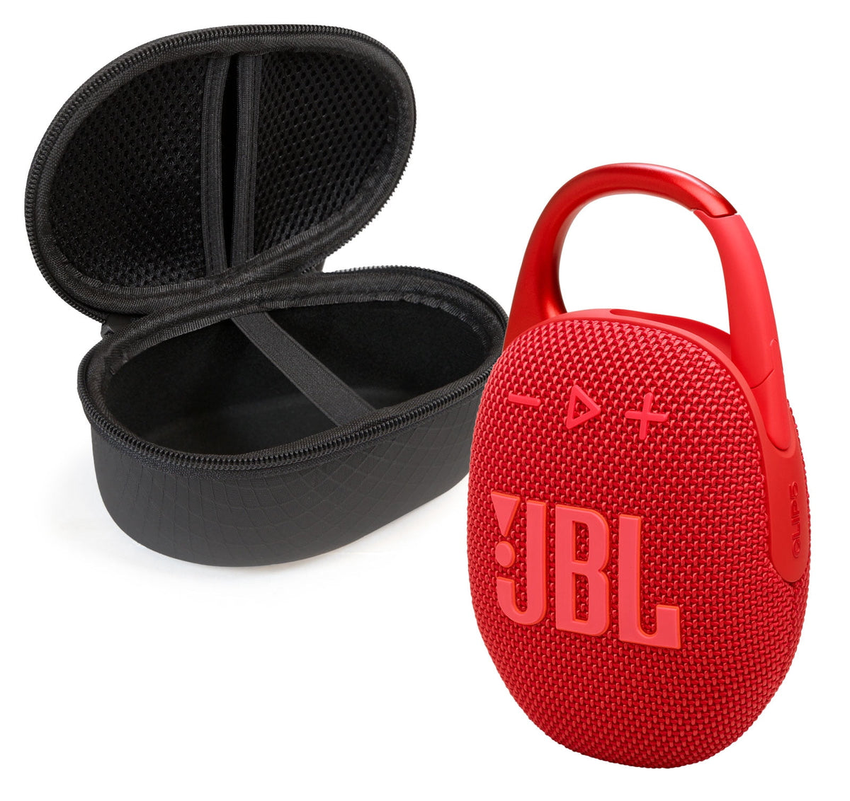 JBL Clip 5 Bluetooth Speaker and divvi! Protective Case Bundle - Red
