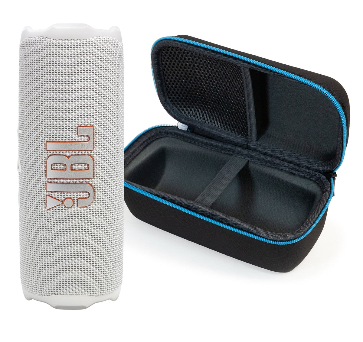 JBL FLIP 7 Bluetooth Speaker & divvi! Premium Hard Case Kit - Blue