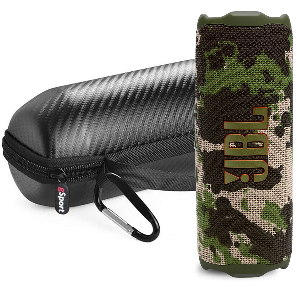 JBL FLIP 7 Waterproof Portable Speaker Bundle with gSport Carbon Fiber Case (Black)
