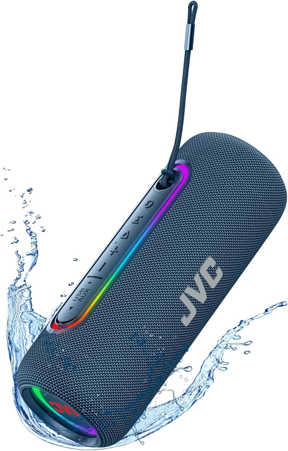 JVC Illuminated Portable Wireless Speaker with 20W max outputs, Dynamic Sound, Bluetooth 5.0, TWS Capability, USB-C, IPX5, AUX in, up to 5-Hour Battery Life - SPPA5BTG (Green)